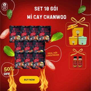 Set 10 Gói Mì Cay Chanwoo (Tặng 1 Nồi Điện Mini + 2 Cấp Độ)
