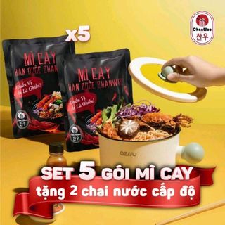 [LIVE] SET 5 GÓI MÌ CHANWOO Phiên Bản Mới - (Tặng 2 Gói Cấp Độ Cay và ly nước cao cấp)