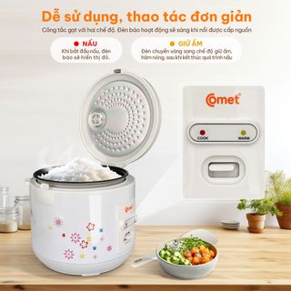 NỒI CƠM ĐIỆN NẮP BẬT 1,8L COMET CM8015 (THÙNG 4 CÁI)