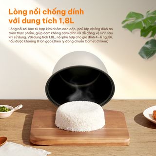 NỒI CƠM ĐIỆN NẮP BẬT 1,8L COMET CM8015 (THÙNG 4 CÁI)