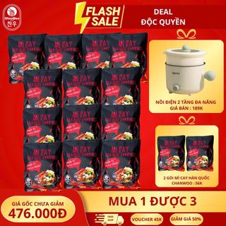 SET 13 SIÊU HỜI-Mì Cay Chanwoo Phiên Bản Mới - (Tặng 1 Nồi Điện Hai Tầng + 2 Gói Mì Cay)