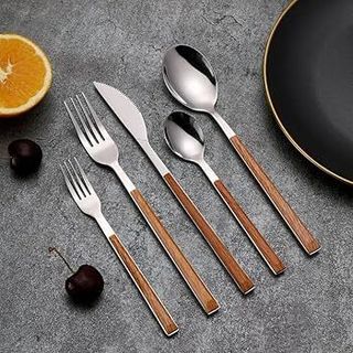 Thìa, Dao, Dĩa Inox Cán Ốp Gỗ Không Gỉ Sang Trọng<LOẠI TO> ( THÙNG 100C )