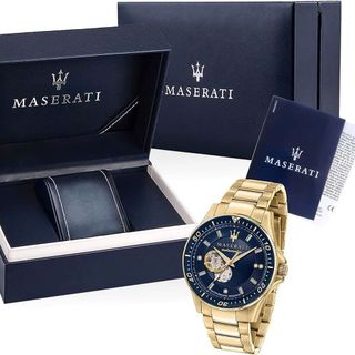SET ĐỒNG HỒ NAM CƠ CAO CẤP MASERATY DÂY THÉP MẶT XANH FULLBOX KÈM DÂY DA