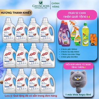 Combo Thùng 12 chai Nước tẩy quần áo màu AXO 800ml Hương Thanh Khiết đánh bay vết bẩn, giữ màu cho quần áo