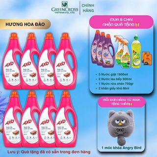 Combo Thùng 8 Chai Nước tẩy quần áo màu AXO chai 1800ml đánh bay vết bẩn, giữ màu quần áo