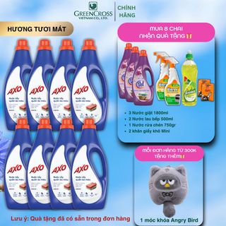 Combo Thùng 8 Chai Nước tẩy quần áo màu AXO chai 1800ml đánh bay vết bẩn, giữ màu quần áo