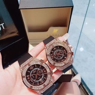 SALE RẺ ĐỒNG HỒ NAM NỮ THỜI TRANG HULOT MẶT GIẢ CƠ VIỀN HỒNG