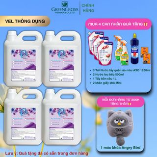 Combo 4 Can Nước xả vải VEL Thông dụng Can 5 Lít mềm vải, khử mùi, lưu hương bền lâu, Tiết kiệm