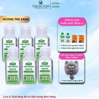 Combo 6 chai GEL rửa tay khô Green Cross Total Defense 60ml diệt khuẩn vượt trội 99.9%