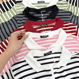Áo thun sọc khóa kéo chất cotton borip co giãn có bigsize