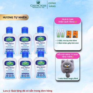 Combo 6 Chai Nước rửa tay khô Green Cross TOTAL PROTECT 100ml diệt khuẩn 99.9% bảo vệ sức khỏe