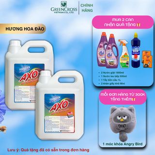 Combo 2 Can Nước tẩy quần áo màu AXO 5 Lít Hương Hoa Đào sạch vết bẩn, lưu giữ màu quần áo
