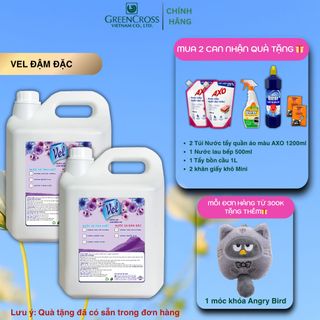 Combo 2 Can Nước xả vải VEL ĐẬM ĐẶC 5 Lít Khử mùi Lưu hương lâu sau sấy