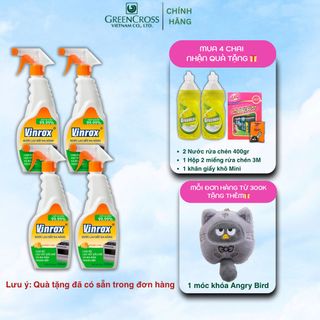 Combo 4 Chai Nước Lau Bếp VINROX APKC 500ml Hương Cam Tẩy Dầu mỡ cứng đầu, mùi hương dịu nhẹ