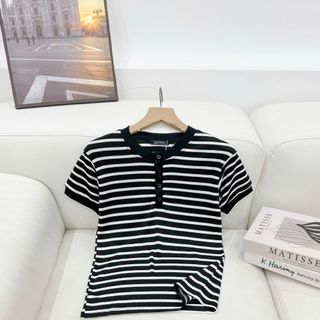 Áo thun sọc nút chất cotton borip co giãn có bigsize