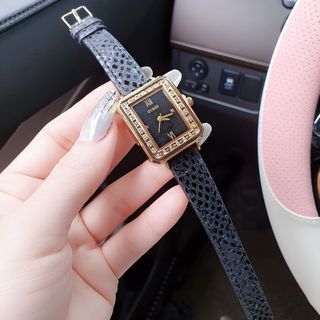 XẢ NHANH ĐỒNG HỒ NỮ THỜI TRANG GUECC DÂY DA ĐEN MẶT VUÔNG