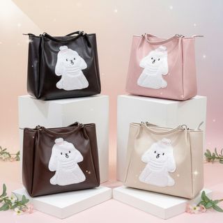 TÚI XÁCH NỮ CÔNG SỞ HỌA DA PU THÊU CÚN W777 – THANH LỊCH HÀN QUỐC - WINNIE HOUSE