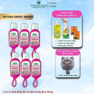 Combo 6 chai GEL rửa tay khô Green Cross Total Defense 60ml KÈM DÂY TREO diệt khuẩn vượt trội 99.9%
