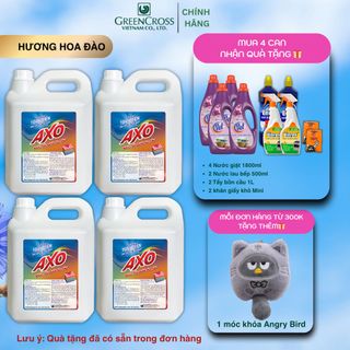 Combo 4 Can Nước tẩy quần áo màu AXO 5 Lít Hương Hoa Đào sạch vết bẩn, lưu giữ màu quần áo