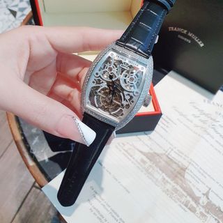 ĐỒNG HỒ NAM SIÊU CẤP PRANCK MULER LỘ MẶT VIỀN XOÀN DÂY DA MÁY CƠ