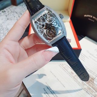 ĐỒNG HỒ NAM SIÊU CẤP PRANCK MULER LỘ MẶT VIỀN XOÀN DÂY DA MÁY CƠ