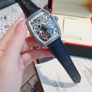 ĐỒNG HỒ NAM SIÊU CẤP PRANCK MULER LỘ MẶT VIỀN XOÀN DÂY DA MÁY CƠ