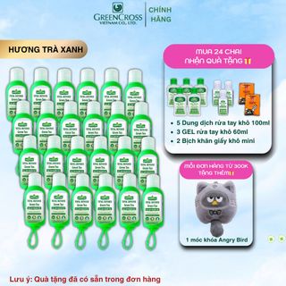 Combo 24 chai GEL rửa tay khô Green Cross Total Defense 60ml KÈM DÂY TREO diệt khuẩn vượt trội 99.9%