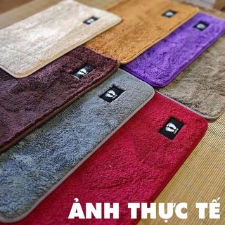 Thảm lau chân bằng nhung xịn logo hình bàn chân, Thảm chùi chân siêu thấm hút sợi mền tiện dụng