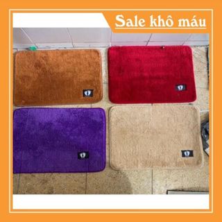 Thảm lau chân bằng nhung xịn logo hình bàn chân, Thảm chùi chân siêu thấm hút sợi mền tiện dụng