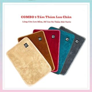 Thảm lau chân bằng nhung xịn logo hình bàn chân, Thảm chùi chân siêu thấm hút sợi mền tiện dụng