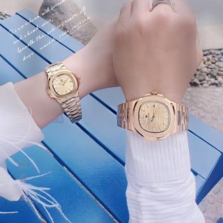 ĐỒNG HỒ CHÍNH HÃNG FUNMEI COUPLE F8020 DÂY THÉP VÀNG HỒNG MAT VUÔNG FULLBOX TEM