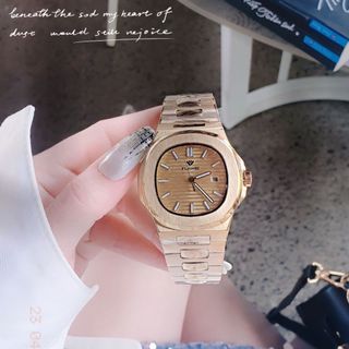 ĐỒNG HỒ CHÍNH HÃNG FUNMEI COUPLE F8020 DÂY THÉP VÀNG HỒNG MAT VUÔNG FULLBOX TEM