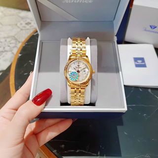 ĐỒNG HỒ NAM NỮ CHÍNH HÃNG FUNMEI F2036 DÂY THÉP VÀNG MẶT TRÒN SAPHIRE FULLBOX TEM