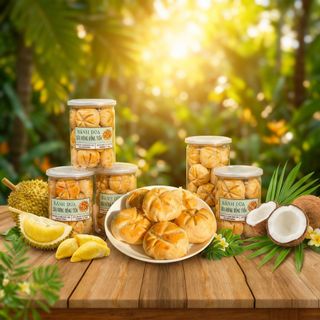 BÁNH BÔNG DỪA SẦU RIÊNG: HƯƠNG VỊ MIỀN TÂY SÔNG NƯỚC 300G - WINNIE HOUSE