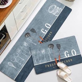 Bộ thảm nhà bếp nhiều họa tiết "2 thảm" (THÙNG 100B)
