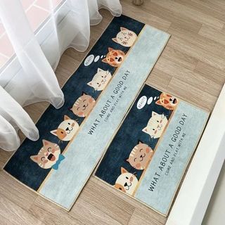 Bộ thảm nhà bếp nhiều họa tiết "2 thảm" (THÙNG 100B)