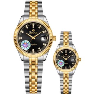 ĐỒNG HỒ NAM NỮ CHÍNH HÃNG FUNMEI F2036 DÂY THÉP BẠC DEMI MẶT TRÒN SAPHIRE FULLBOX TEM