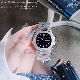 ĐỒNG HỒ CHÍNH HÃNG FUNMEI COUPLE F8020 DÂY THÉP BẠC MAT VUÔNG FULLBOX TEM