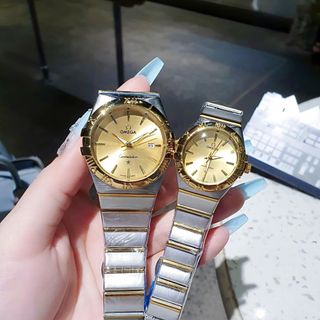 XẢ RẺ ĐỒNG HỒ NAM NỮ TRUNG CẤP ÔMEGHA VIỀN BEZEL KHOÁ BƯỚM