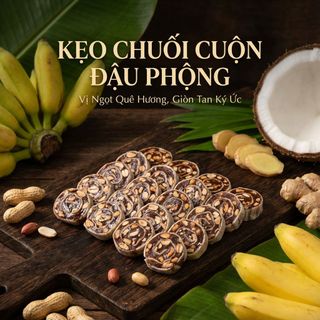KẸO CHUỐI CUỘN GỪNG, ĐẬU PHỘNG ÔM TRỌN TÌNH QUÊ 500G - WINNIE HOUSE
