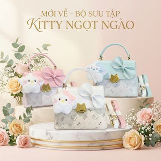 TÚI XÁCH NỮ ĐEO CHÉO KHÓA MÈO ĐÍNH NƠ TẶNG SAO BÔNG W770 - WINNIE HOUSE