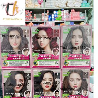 (Mẫu Mới Organic) Dầu gội Nhuộm tóc Thảo Dược Super Nova Hộp 6 Gói
