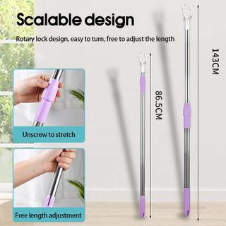 Cây phơi quần áo bằng inox kéo dài 1,5M Cây gậy lấy đồ trên cao có thể kéo dài xếp gọn