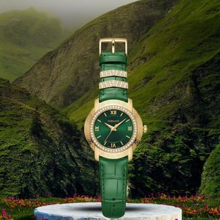 ĐỒNG HỒ NỮ CAO CẤP VERSEC DV25 DÂY DA XANH LÁ VIỀN HỘT