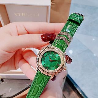 ĐỒNG HỒ NỮ CAO CẤP VERSEC DV25 DÂY DA XANH LÁ VIỀN HỘT