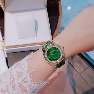 ĐỒNG HỒ NỮ CAO CẤP VERSEC DV25 DÂY DA XANH LÁ VIỀN HỘT