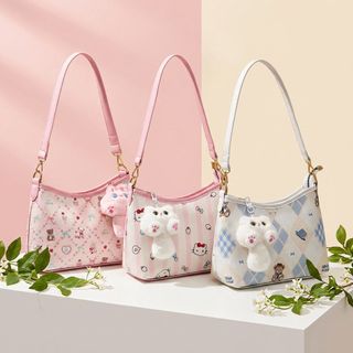 TÚI XÁCH NỮ DA PU HỌA TIẾT ĐÁNG YÊU TẶNG MÓC TREO SAO BÔNG W774 - WINNIE HOUSE