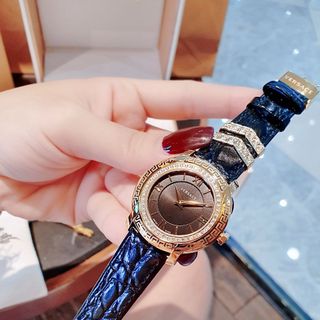 ĐỒNG HỒ NỮ CAO CẤP VERSEC DV25 DÂY DA ĐEN VIỀN HỘT