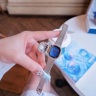 ĐỒNG HỒ NỮ CHÍNH HÃNG FUNMEI FL109 DÂY THÉP LƯỚI MĂT VUÔNG MỞ NẮP FULLBOX