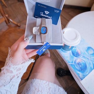 ĐỒNG HỒ NỮ CHÍNH HÃNG FUNMEI FL109 DÂY THÉP LƯỚI MĂT VUÔNG MỞ NẮP FULLBOX